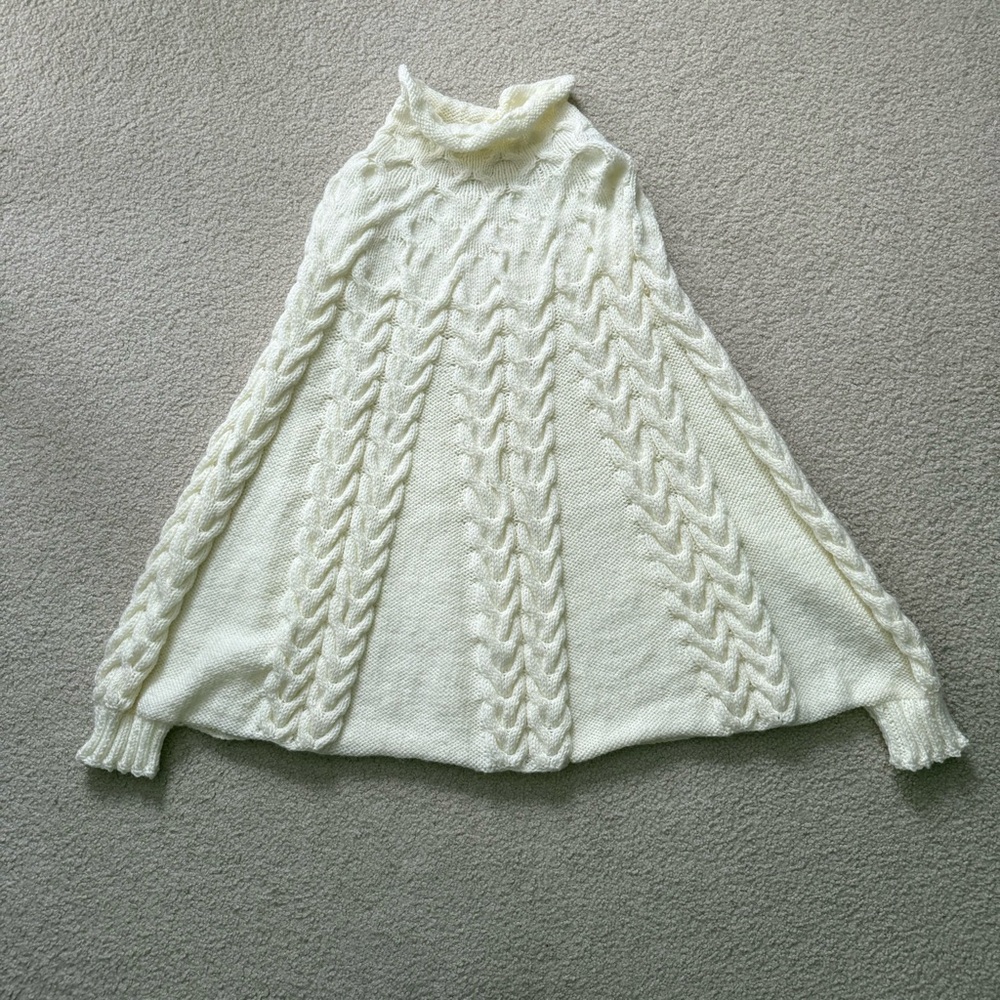 Vintage cable knit poncho